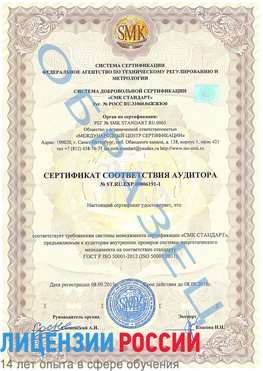 Образец сертификата соответствия аудитора №ST.RU.EXP.00006191-1 Нефтеюганск Сертификат ISO 50001